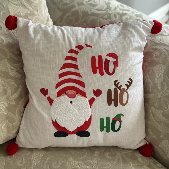Festive Gnome Holiday Pillow - Red and White - Picture 1 of 3